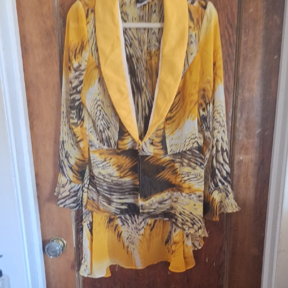 Ashro Vibrant Yellow and Brown Blouse